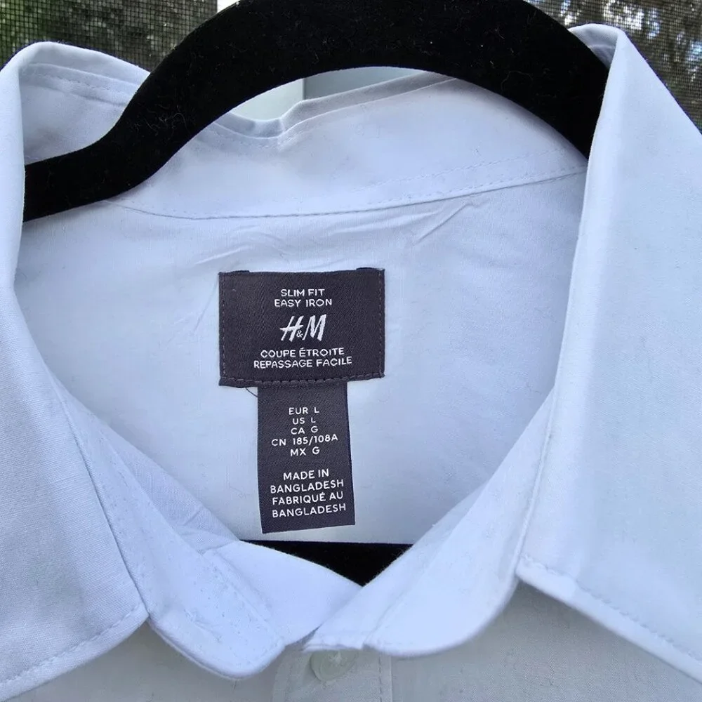 H&M Slim Fit Dress Shirt - White - Size Large - Picture 2 of 4